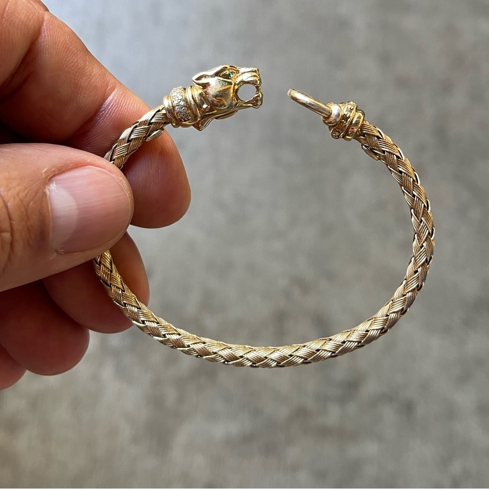 Sterling Silver, Solid, Tiger, Cuff Bracelet - image 3